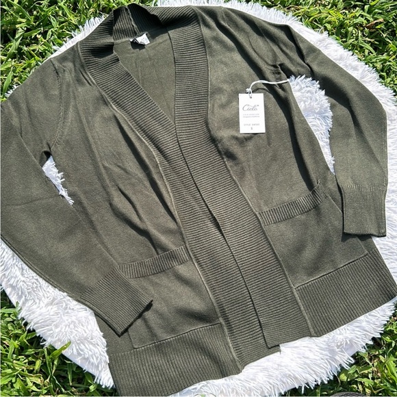 Cielo Everyday Ultra Soft Dark Forest Green Cardigan Size Small NEW - Picture 6 of 12